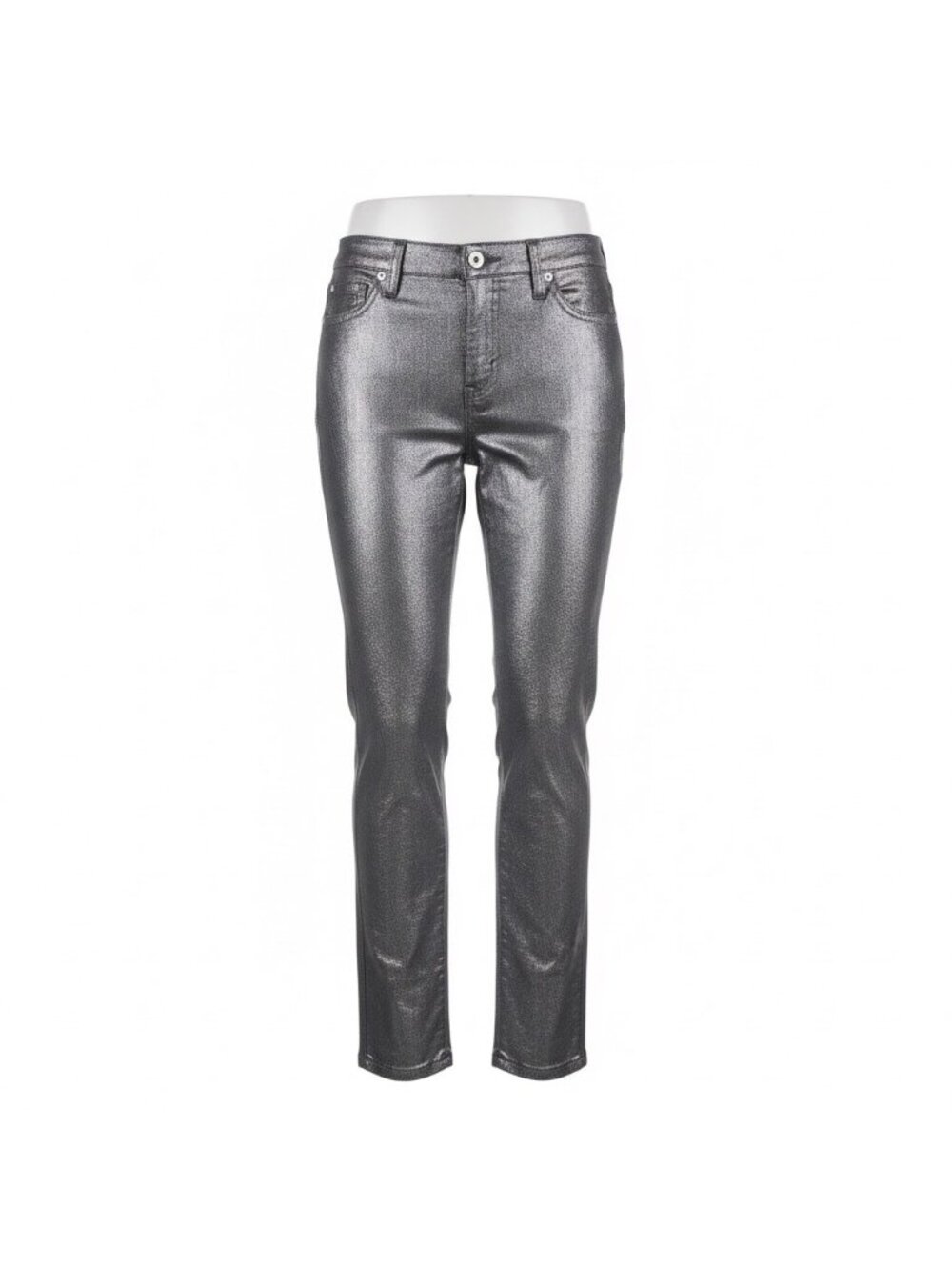 INC Womens Silver Metallic Straight-Leg Jeans Stretch Durable Chic Sz 8/29